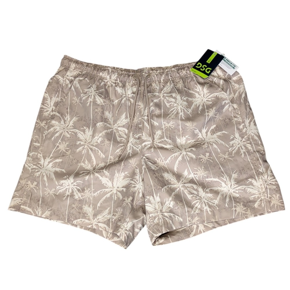 DSG Mens Rec Short XL Relaxed Fit 6 Inseam Palm Tree Khaki Water Repellent NEW